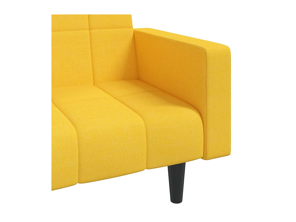 Canapé-lit à 2 places avec deux oreillers jaune tissu
