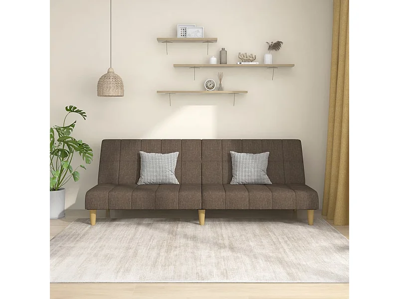 Sofá-cama de 2 lugares tecido cinzento-acastanhado