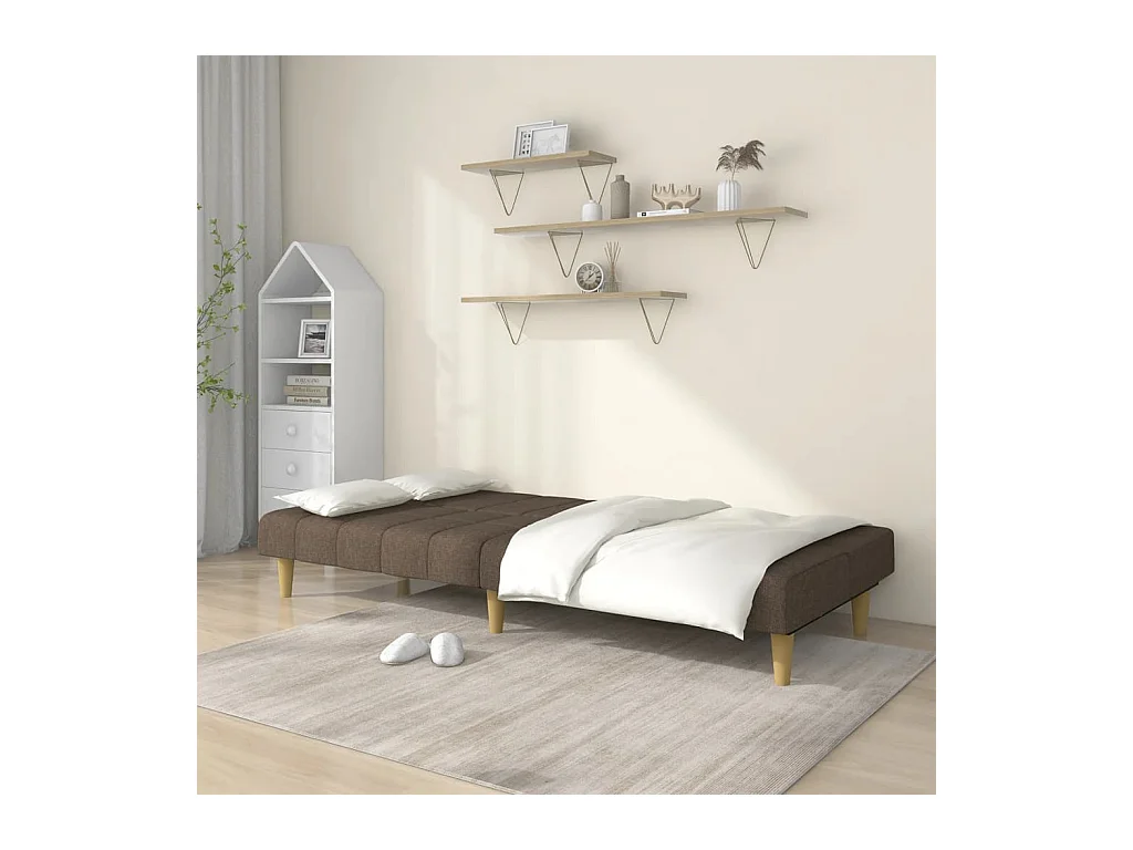 Canapé-lit à 2 places taupe tissu