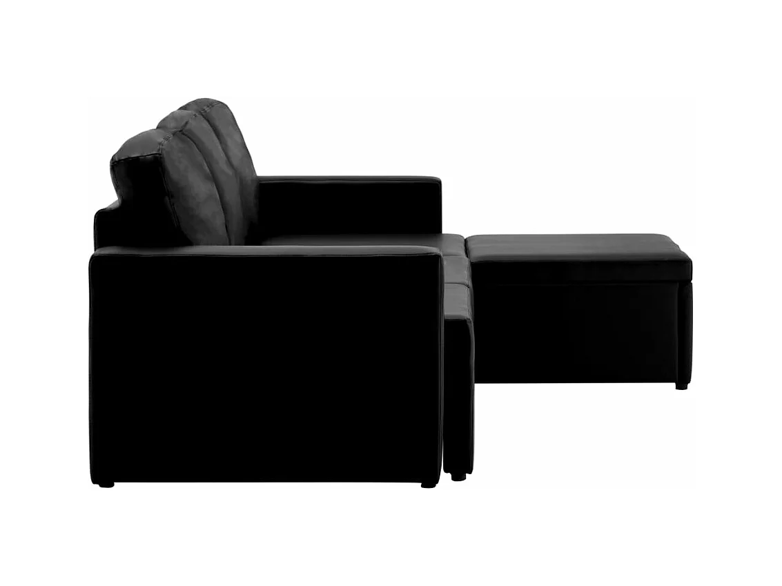 Canapé-lit modulaire 3 places Noir Similicuir