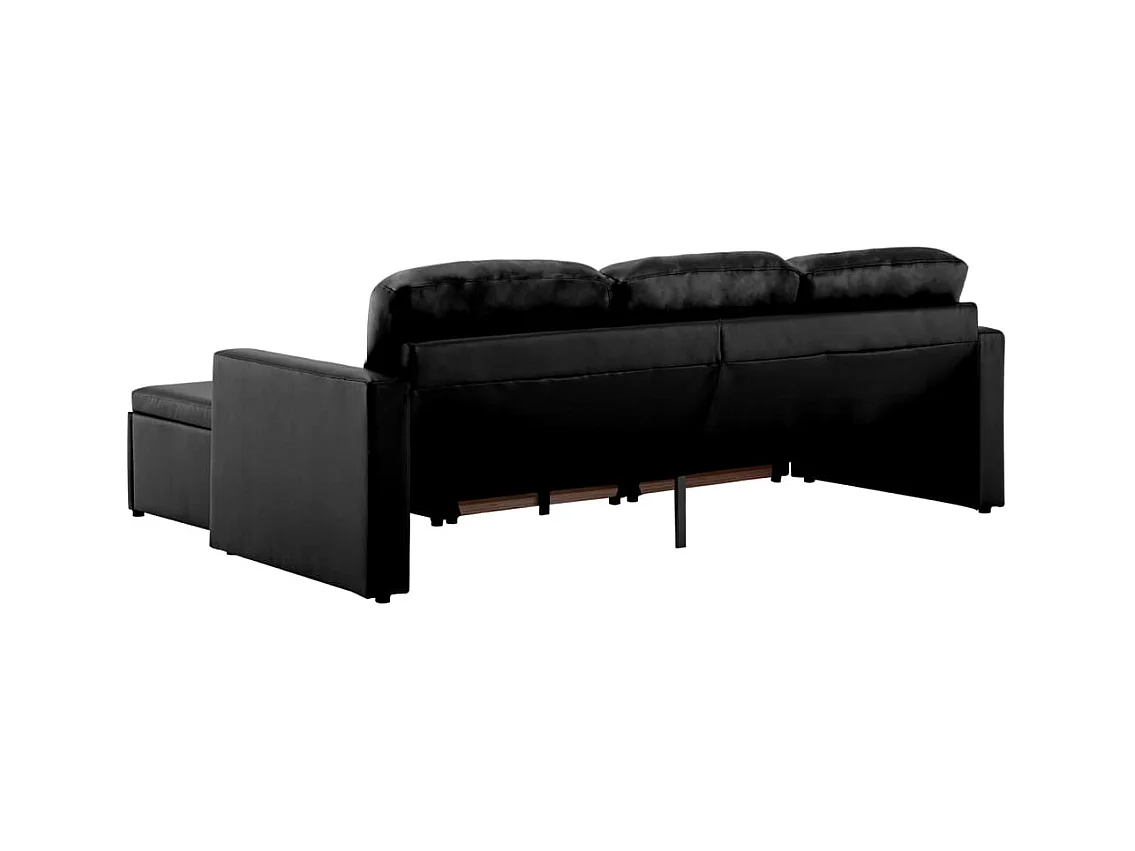 Canapé-lit modulaire 3 places Noir Similicuir
