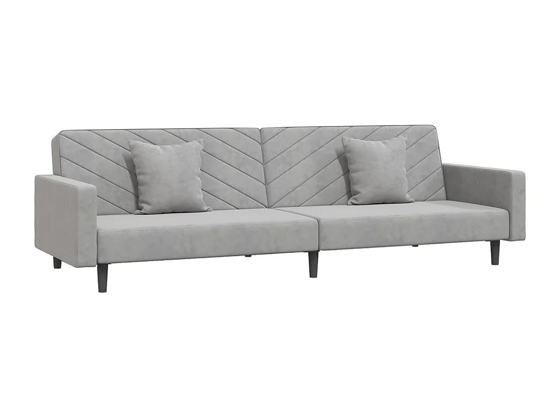 Canapé-lit à 2 places avec deux oreillers Gris clair Velours