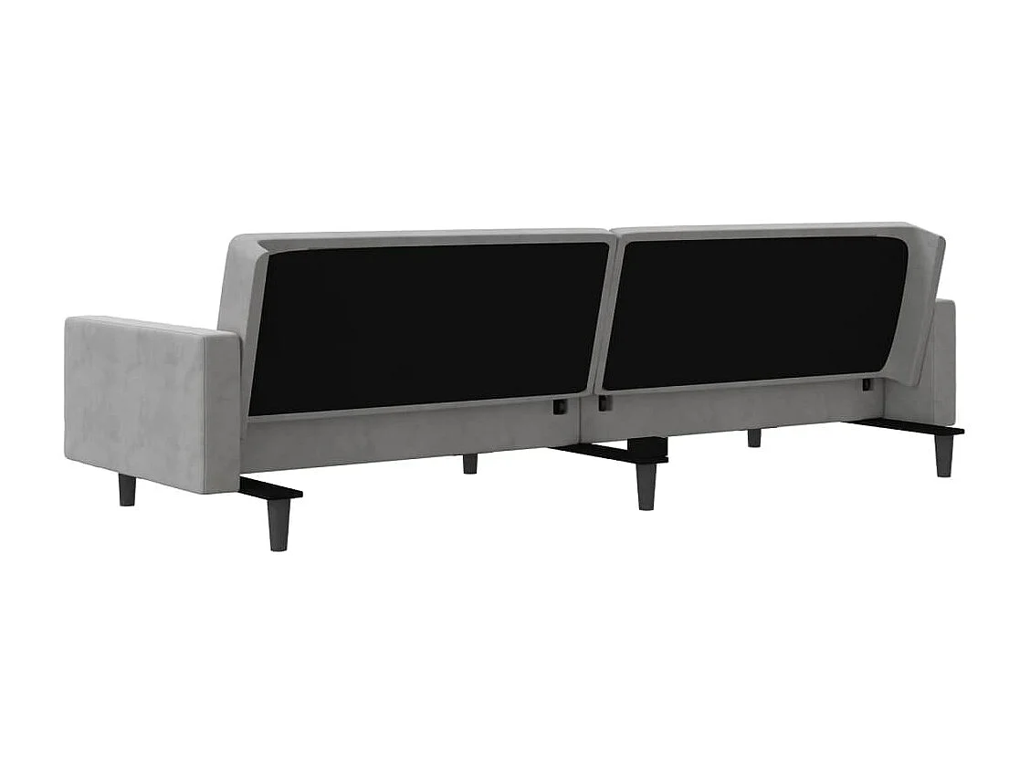 Canapé-lit à 2 places avec deux oreillers Gris clair Velours