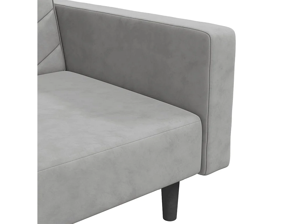 Canapé-lit à 2 places avec deux oreillers Gris clair Velours