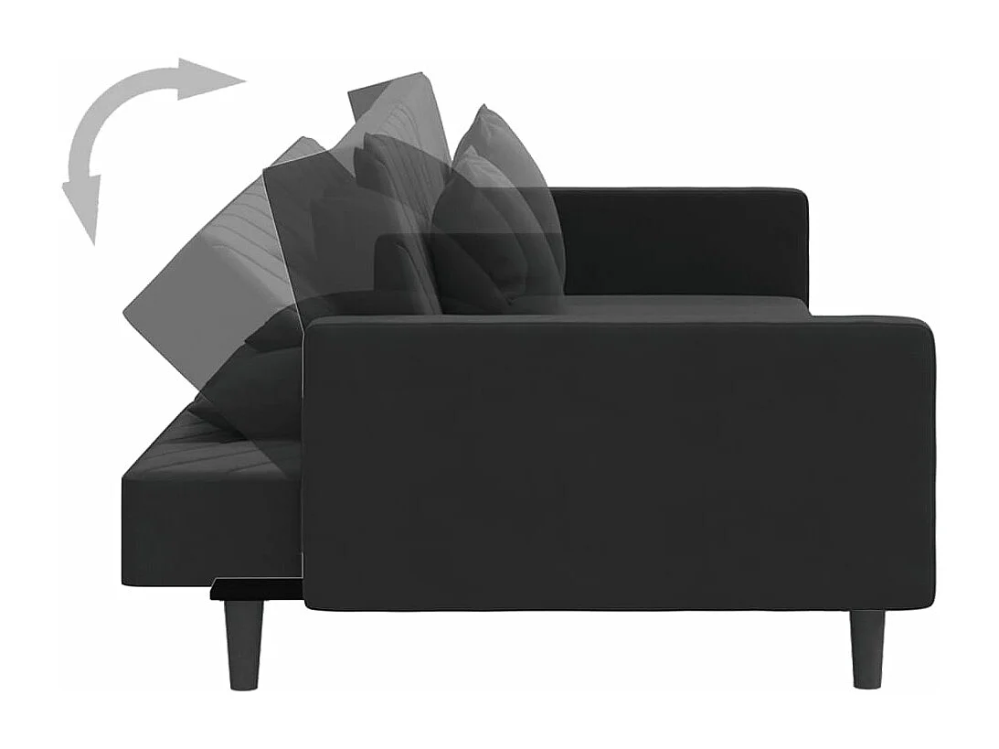Sofá cama de 2 plazas con dos almohadas terciopelo negro