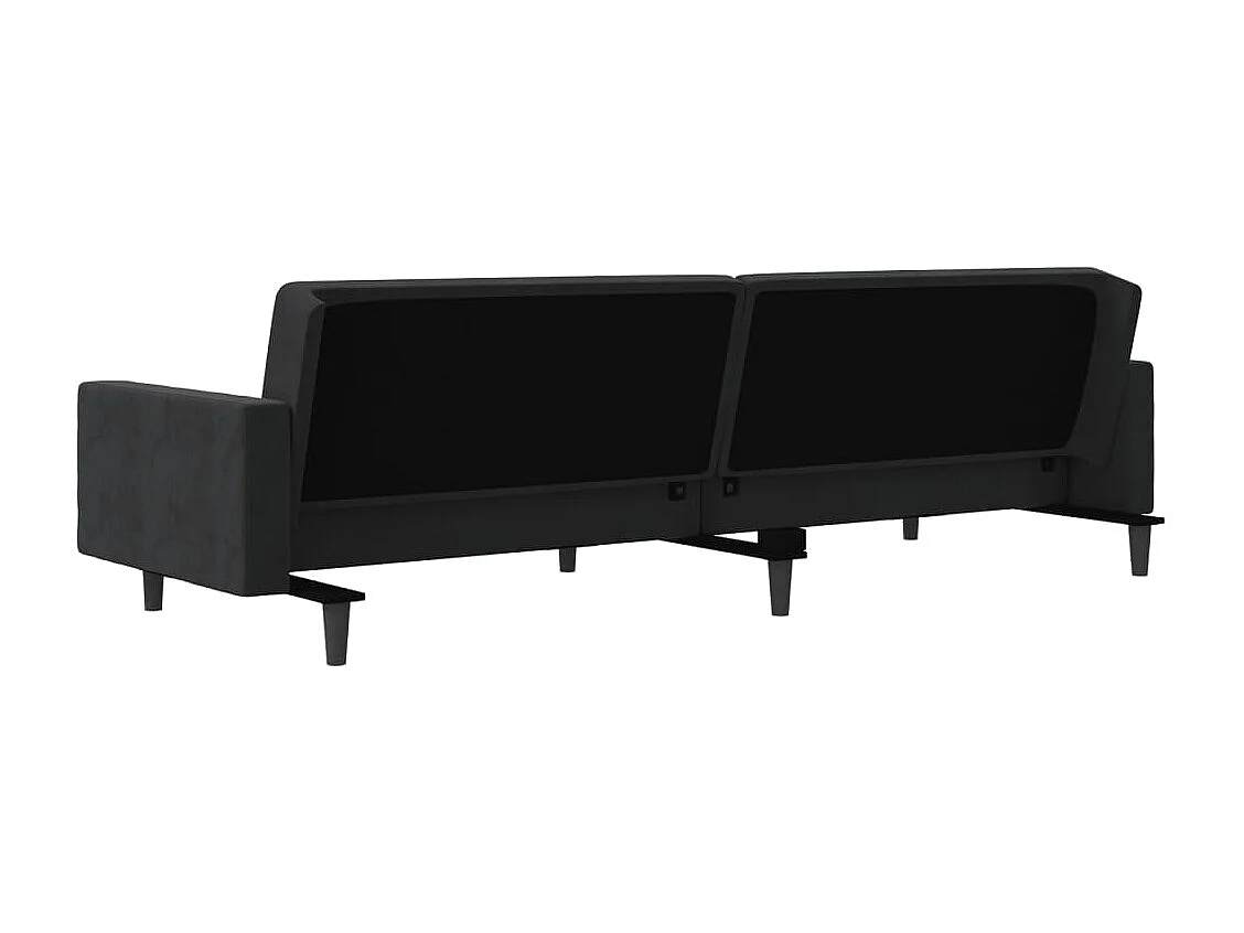 Sofá cama de 2 plazas con dos almohadas terciopelo negro