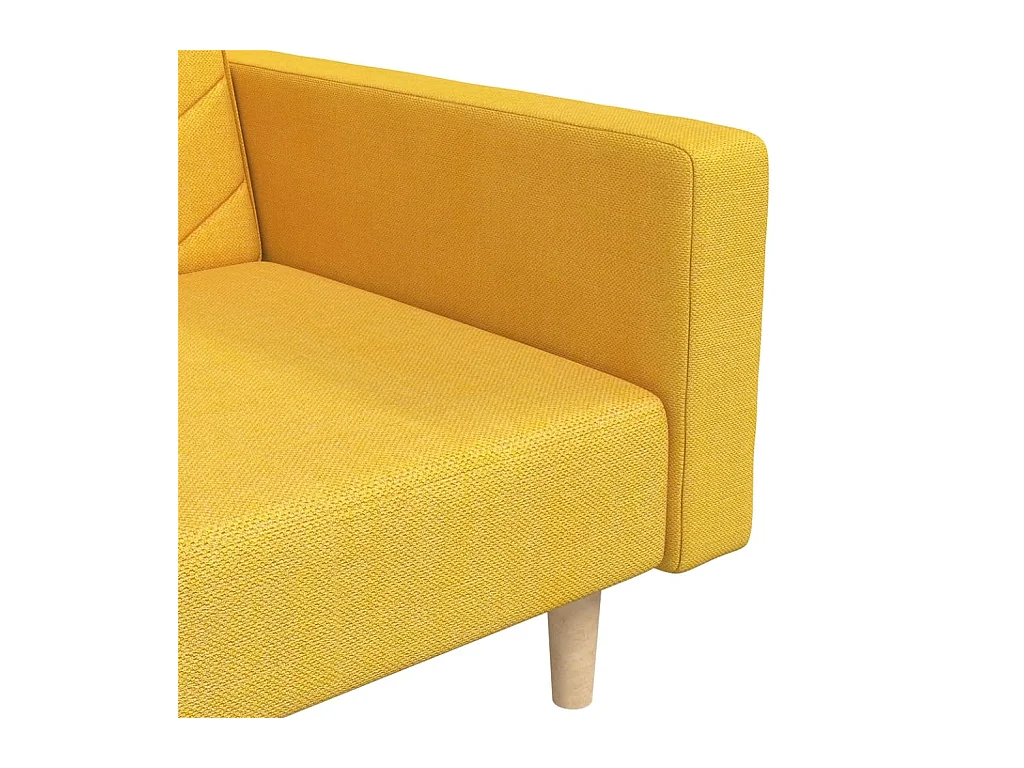 Canapé-lit à 2 places avec deux oreillers jaune tissu