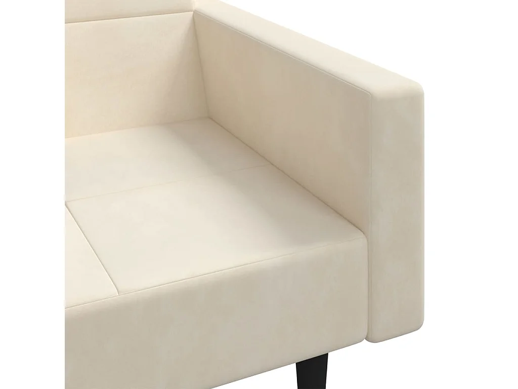 Sofá cama de 2 plazas con dos almohadas terciopelo color crema