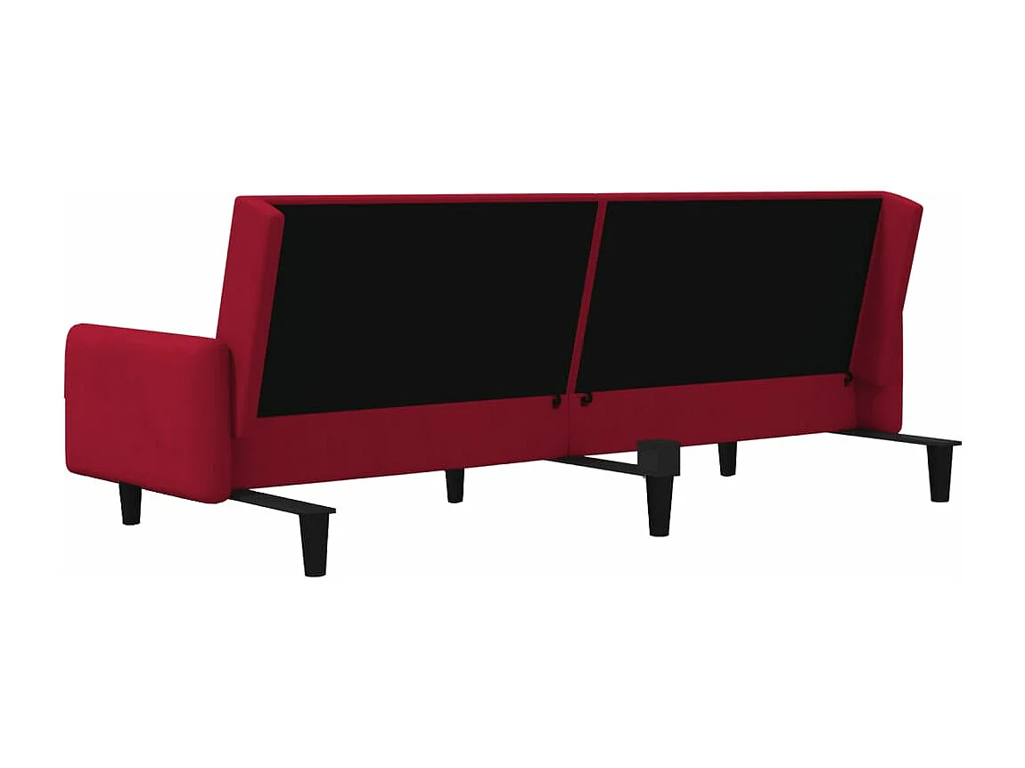 Canapé-lit 2 places rouge bordeaux velours