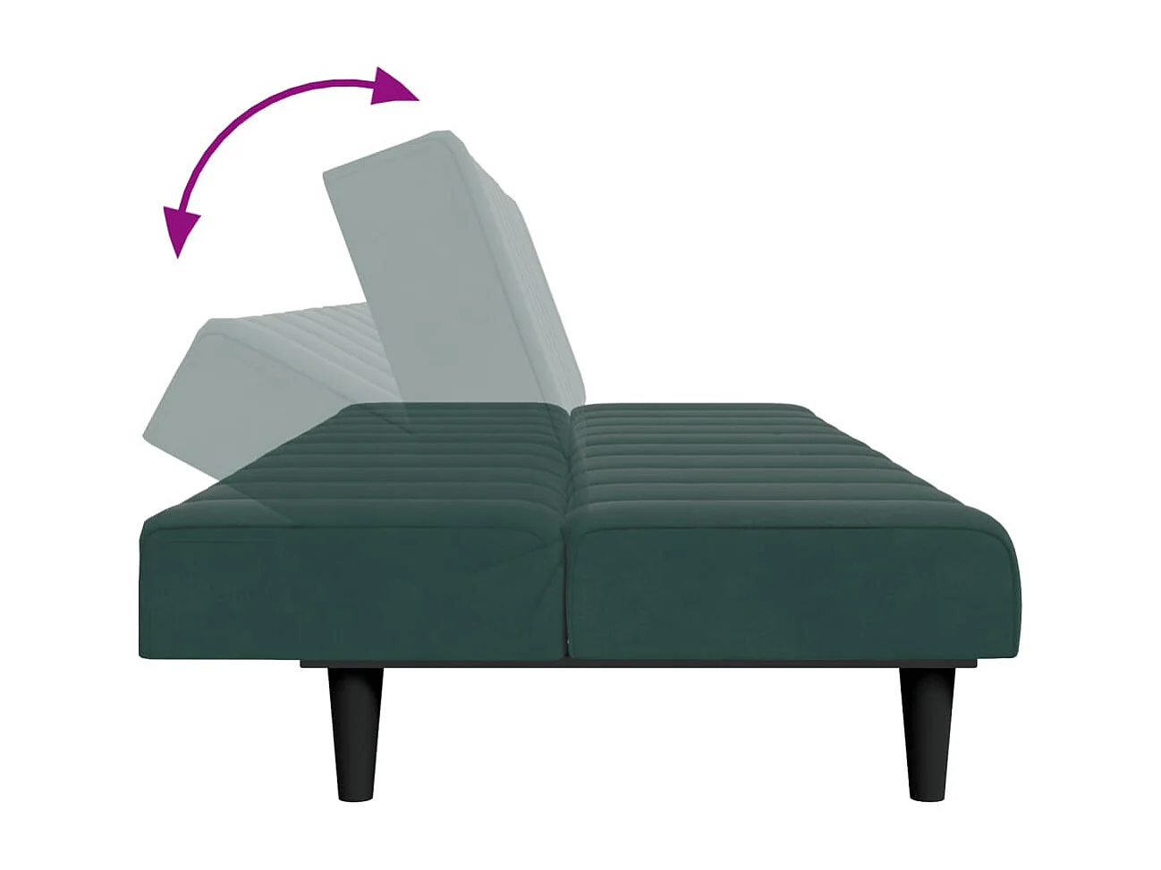 Sofá-cama 2 lugares c/ apoio de pés veludo verde-escuro