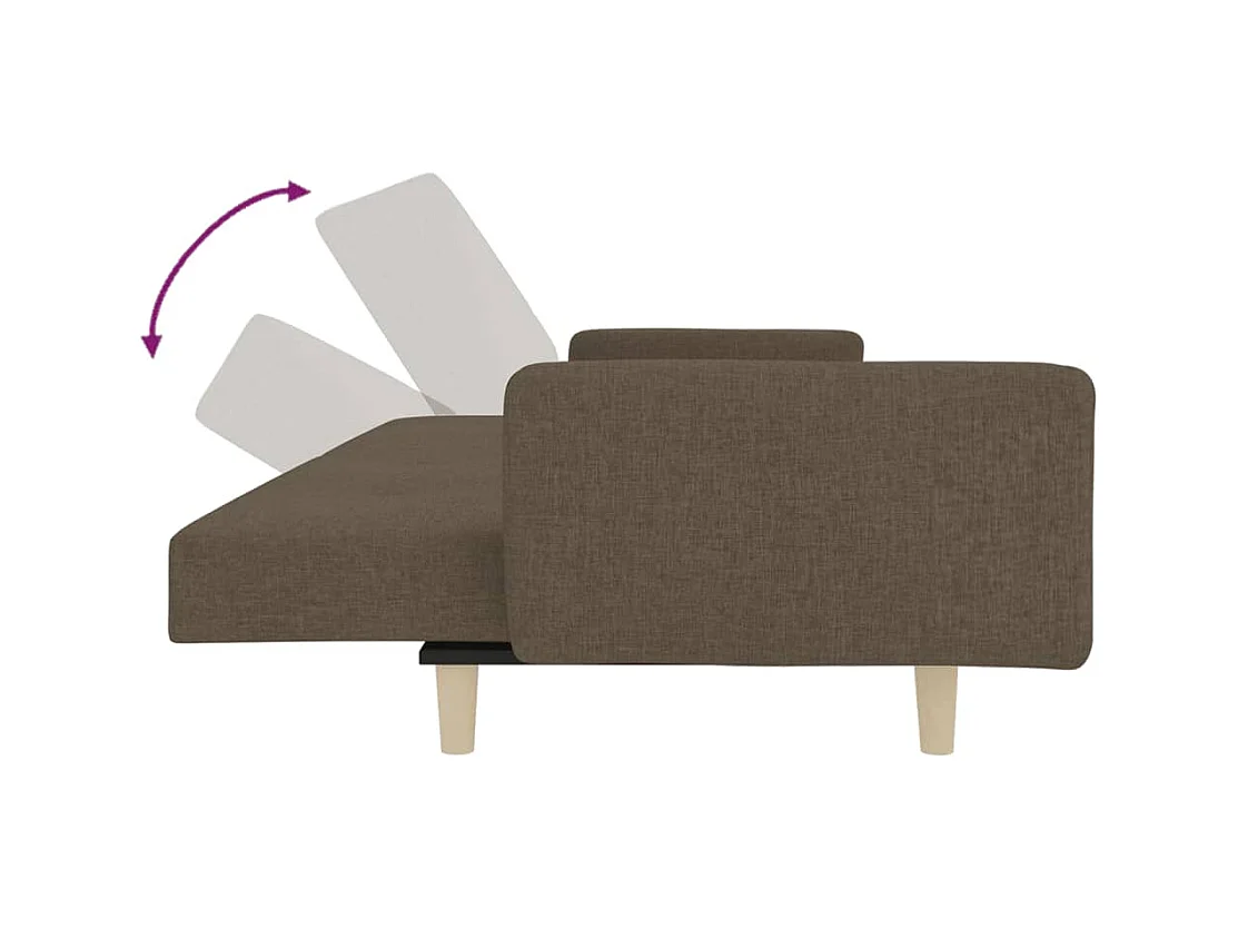 Canapé-lit à 2 places avec deux oreillers taupe tissu