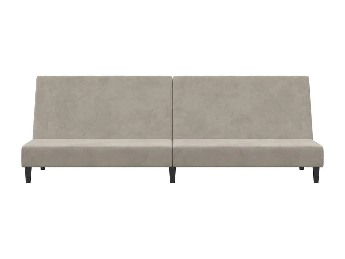 Sofá-cama de 2 lugares veludo cinzento-claro