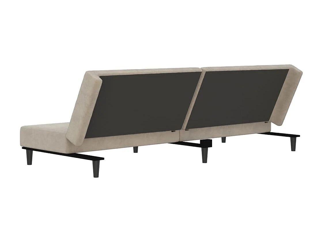 Sofá-cama de 2 lugares veludo cinzento-claro