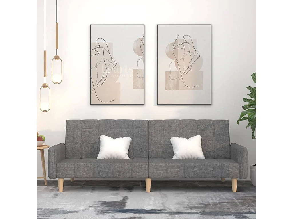 Canapé-lit à 2 places gris clair tissu