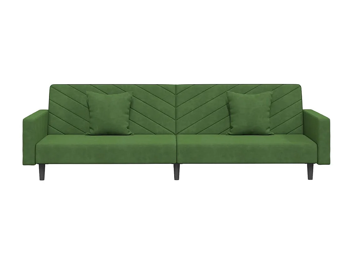 Canapé-lit à 2 places avec deux oreillers Vert foncé Velours