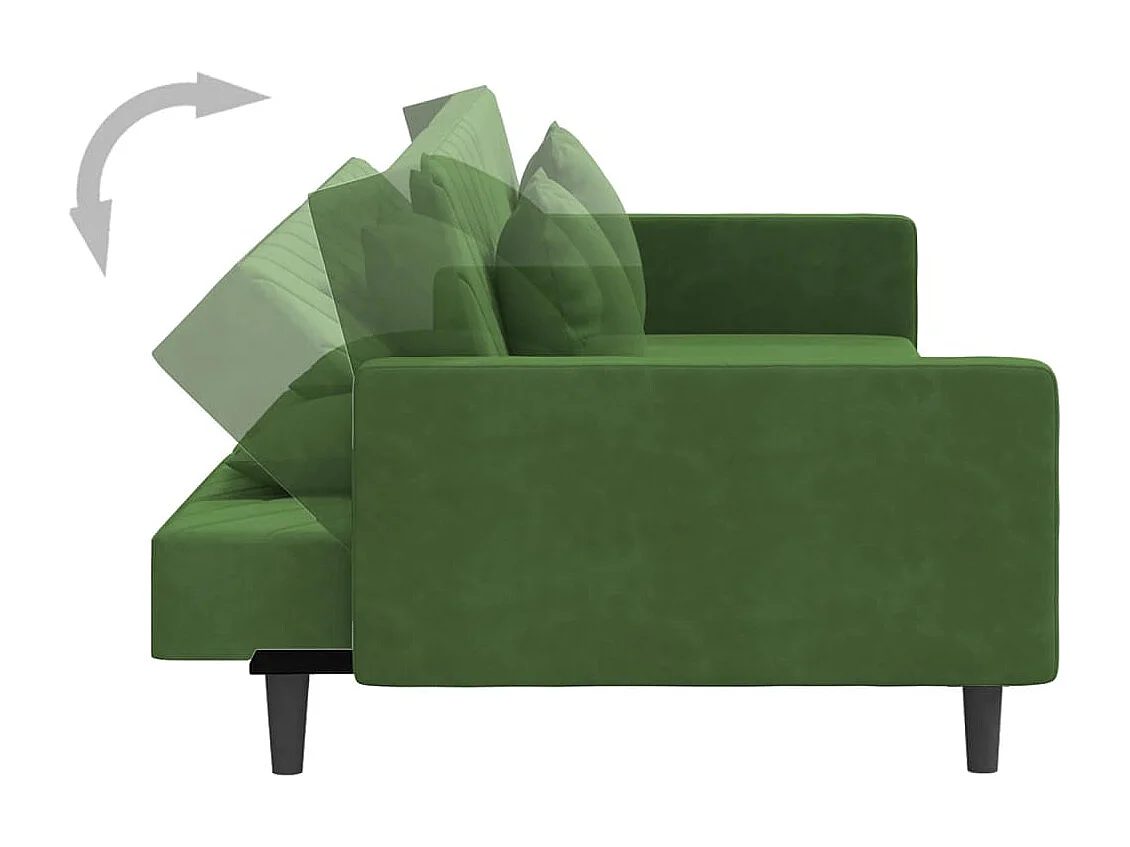 Canapé-lit à 2 places avec deux oreillers Vert foncé Velours