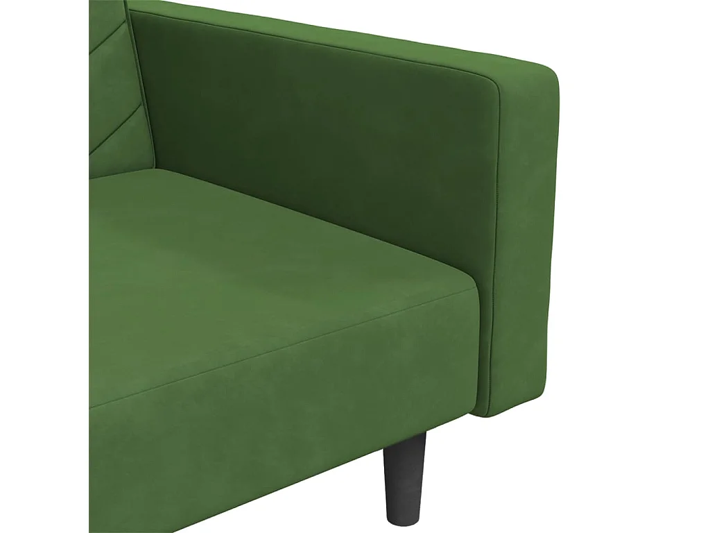 Canapé-lit à 2 places avec deux oreillers Vert foncé Velours