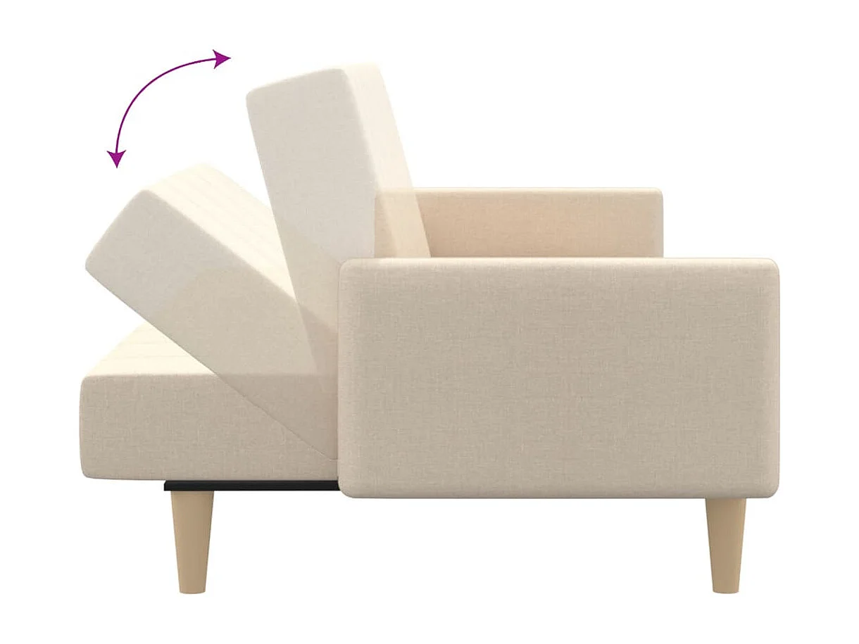 Slaapbank 2-zits stof crèmekleurig