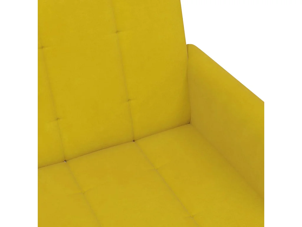 Canapé-lit à 2 places avec repose-pied jaune velours