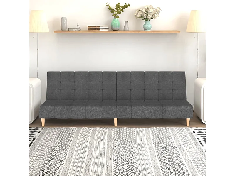 Sofá-cama de 2 lugares tecido cinzento-claro