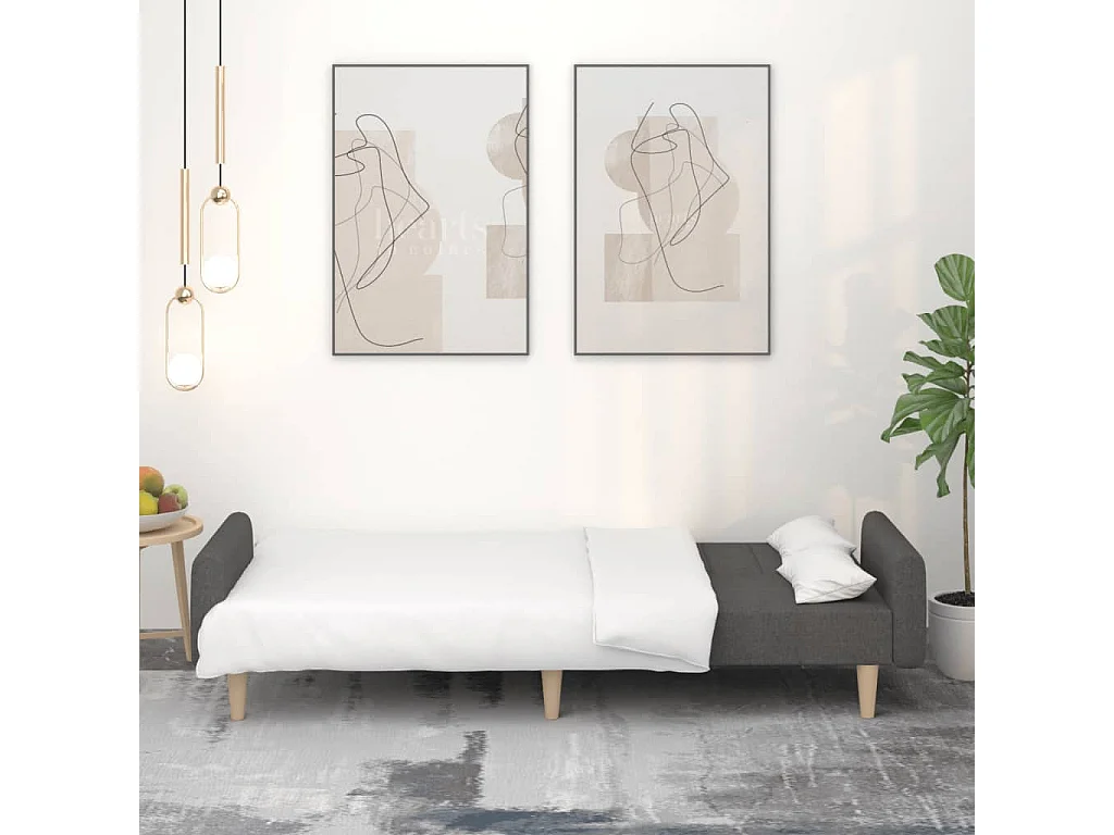 Slaapbank 2-zits stof donkergrijs