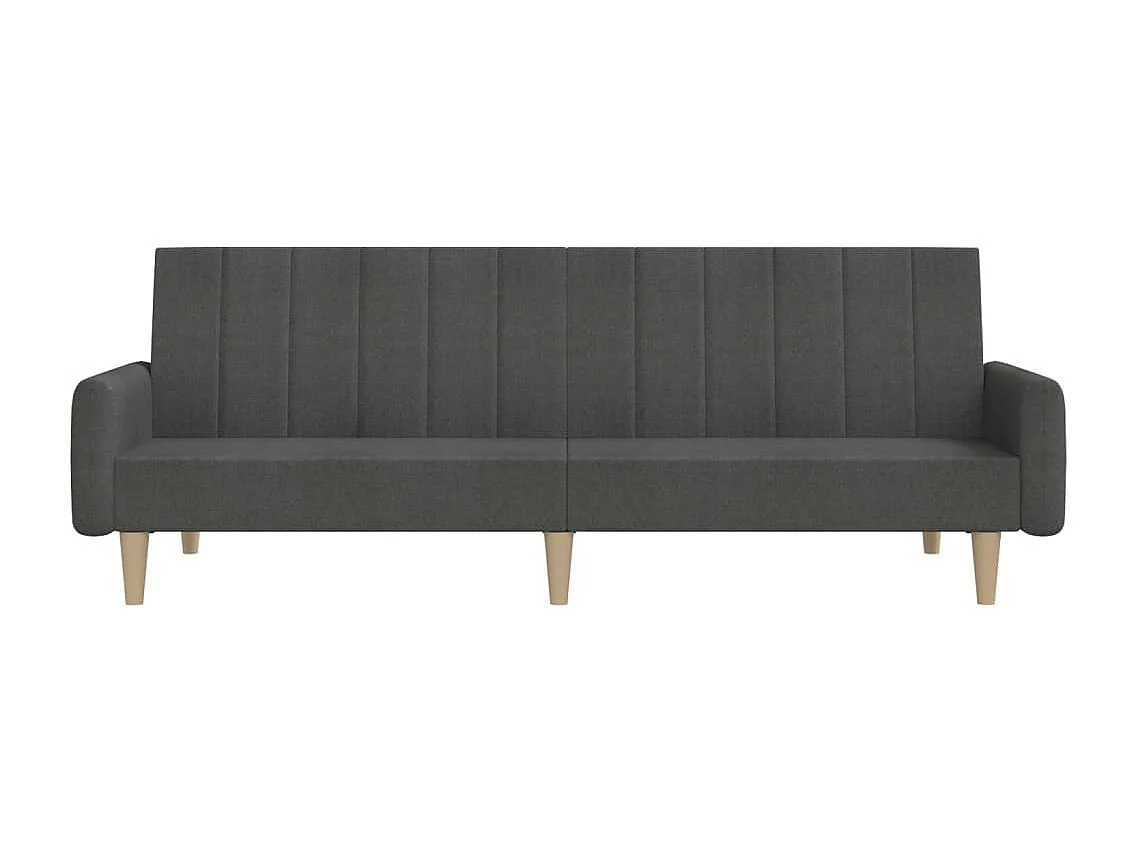 Sofá-cama de 2 lugares tecido cinzento-escuro