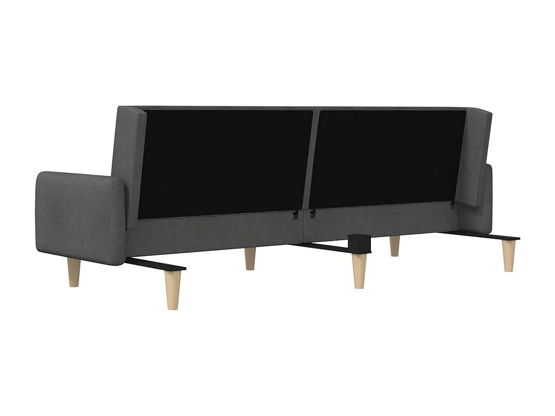 Sofá-cama de 2 lugares tecido cinzento-escuro