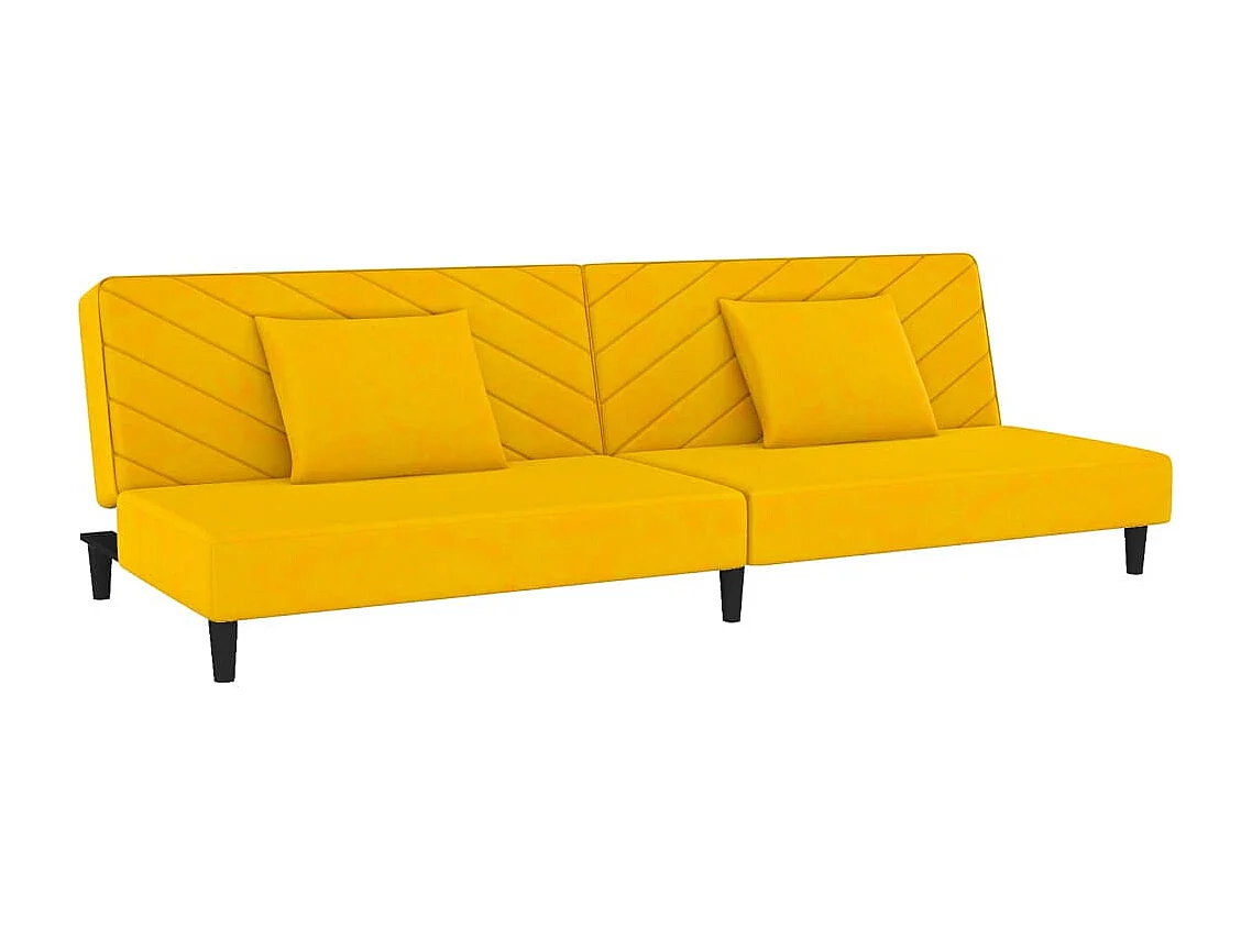 Slaapbank 2-zits met 2 kussens fluweel geel