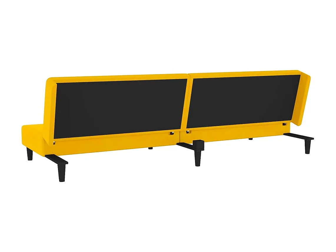 Slaapbank 2-zits met 2 kussens fluweel geel