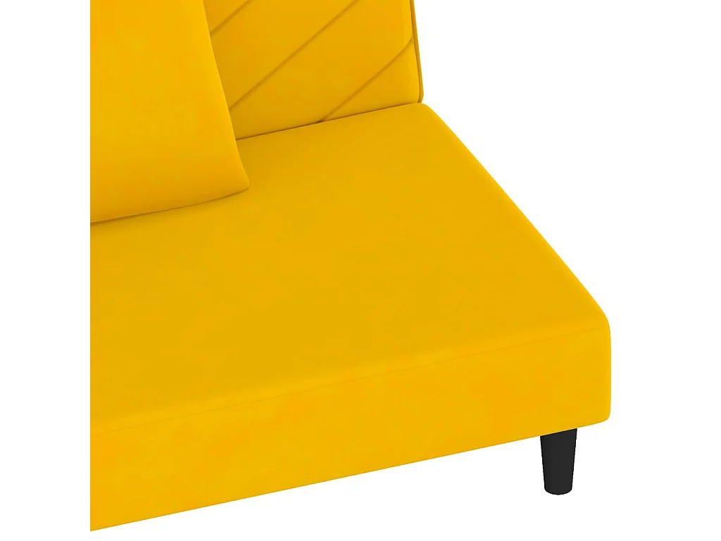 Slaapbank 2-zits met 2 kussens fluweel geel