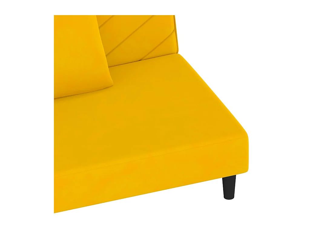 Canapé-lit à 2 places avec deux oreillers Jaune Velours