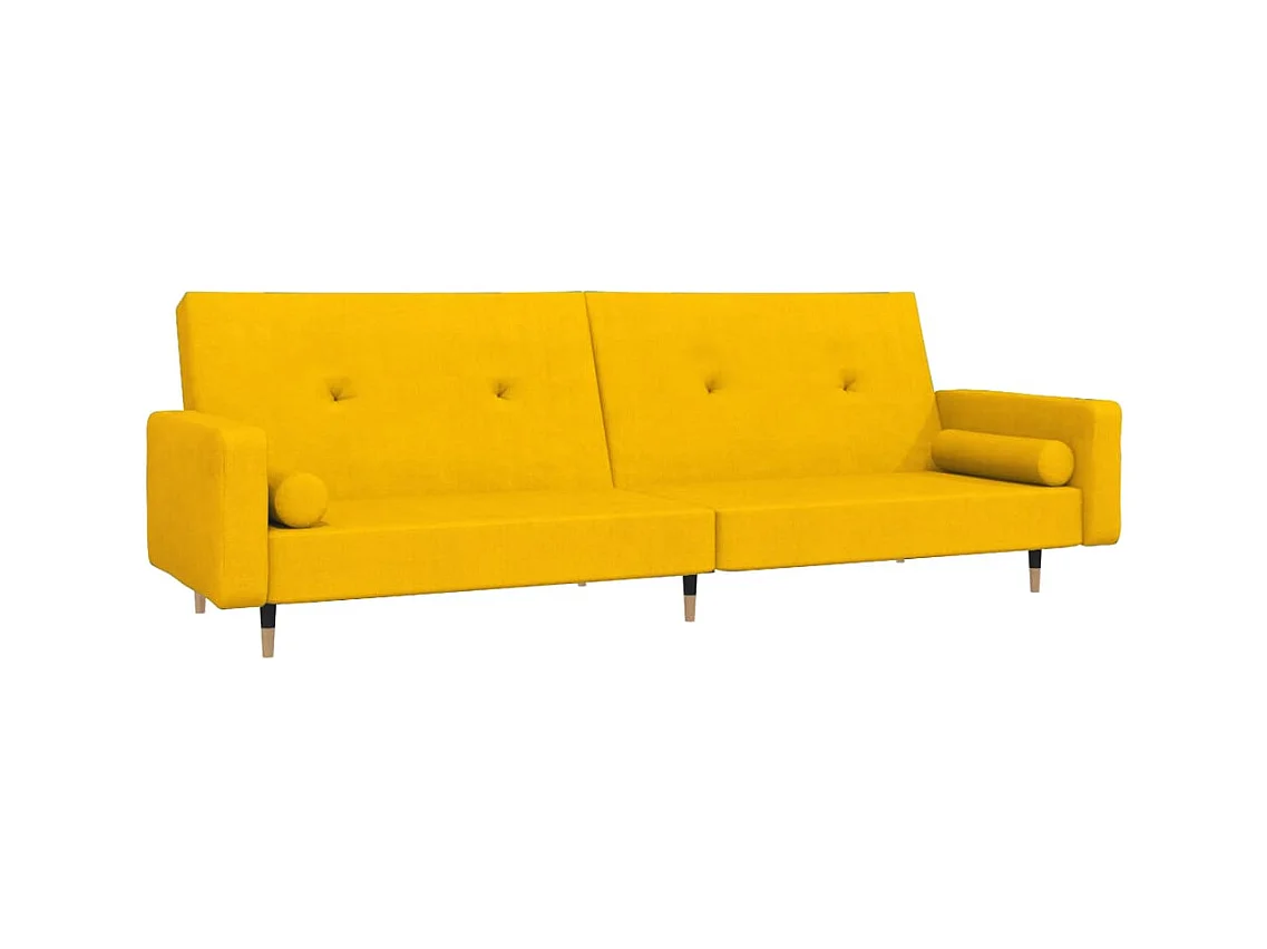 Canapé-lit à 2 places avec deux oreillers Jaune Velours