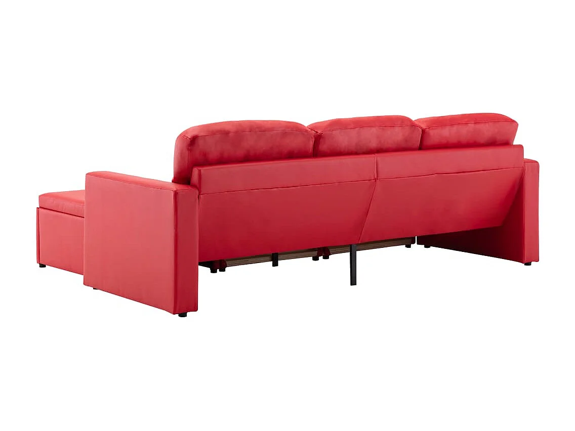 Canapé-lit modulaire 3 places Rouge Similicuir