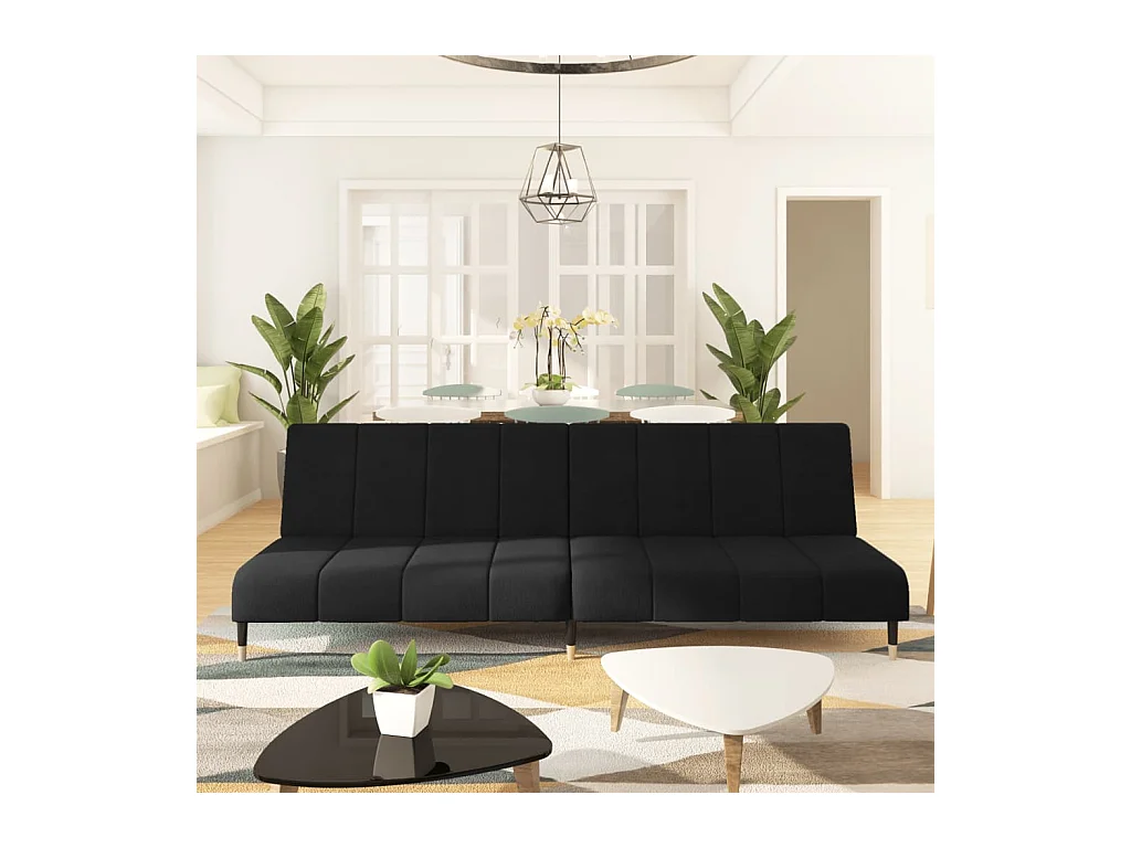Sofá-cama de 2 lugares veludo preto