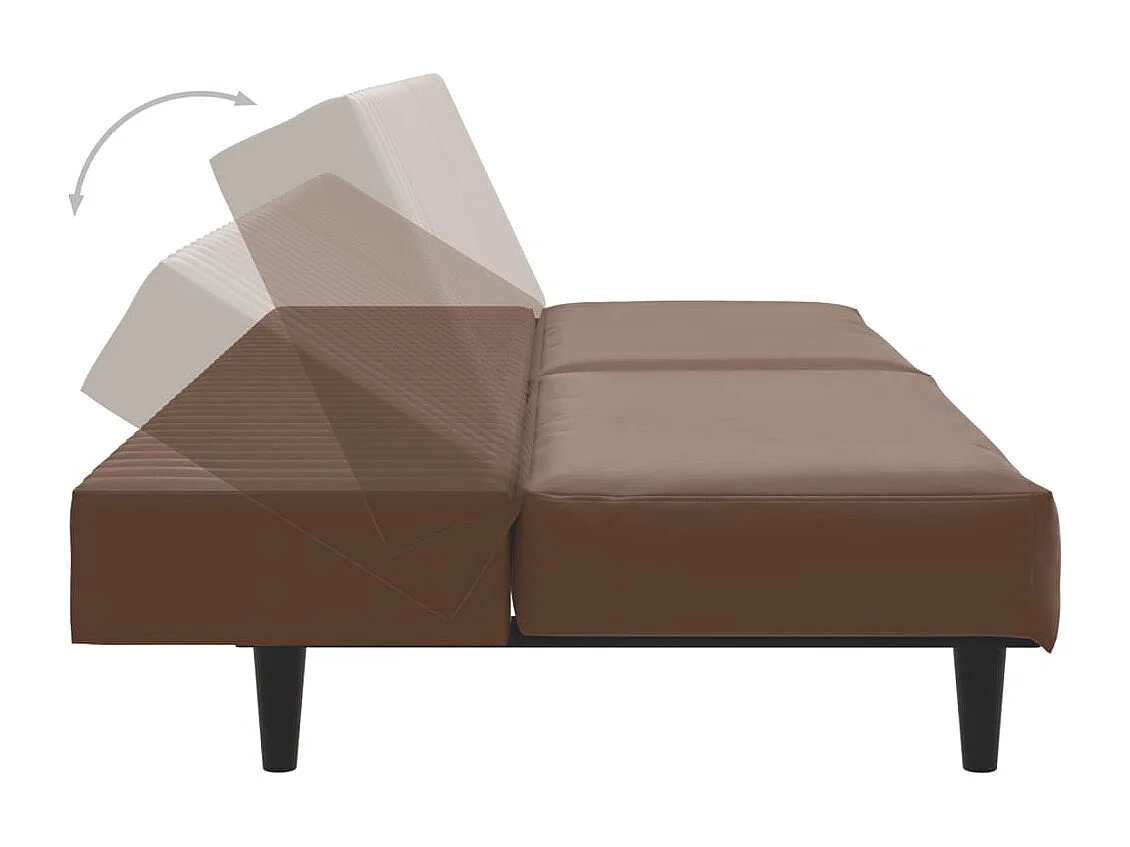 Canapé-lit 2 places marron similicuir