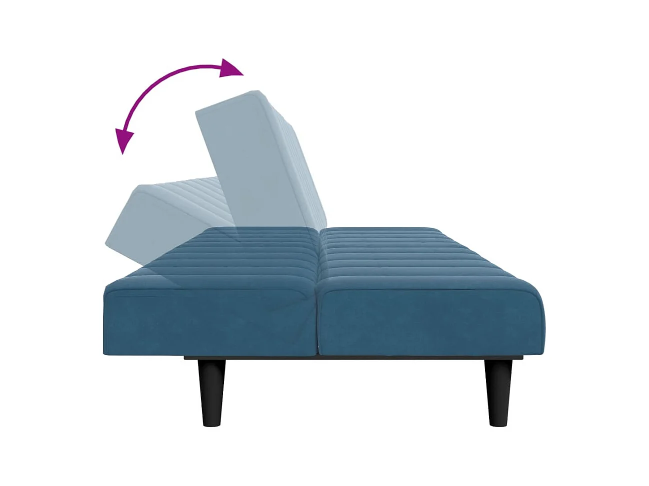 Canapé-lit à 2 places avec repose-pied bleu velours
