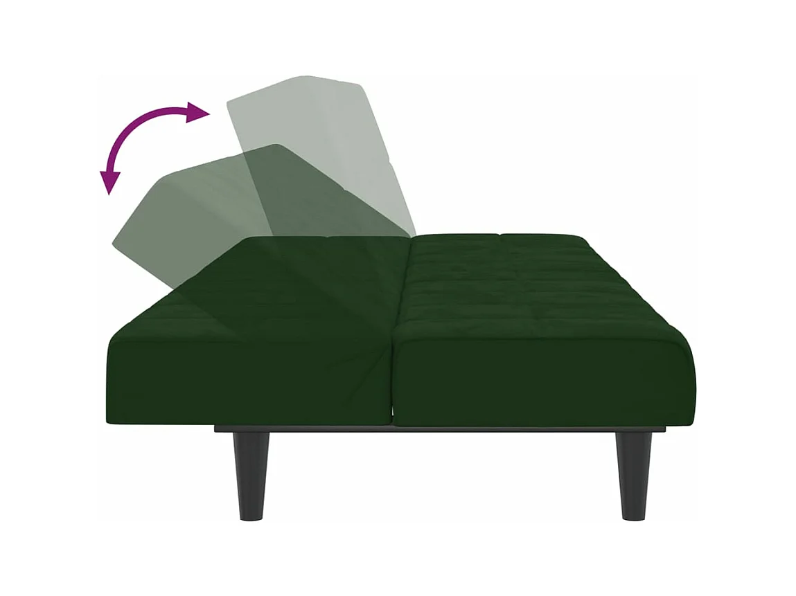 Canapé-lit à 2 places vert foncé velours