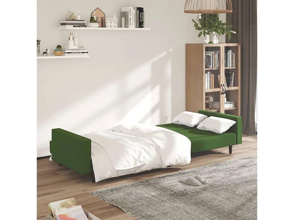 Canapé-lit à 2 places vert foncé velours