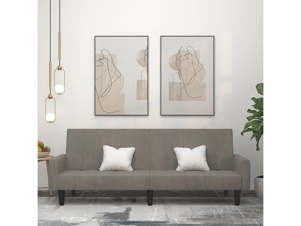 Canapé-lit à 2 places gris clair velours