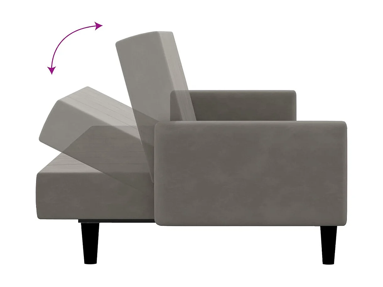 Canapé-lit à 2 places gris clair velours