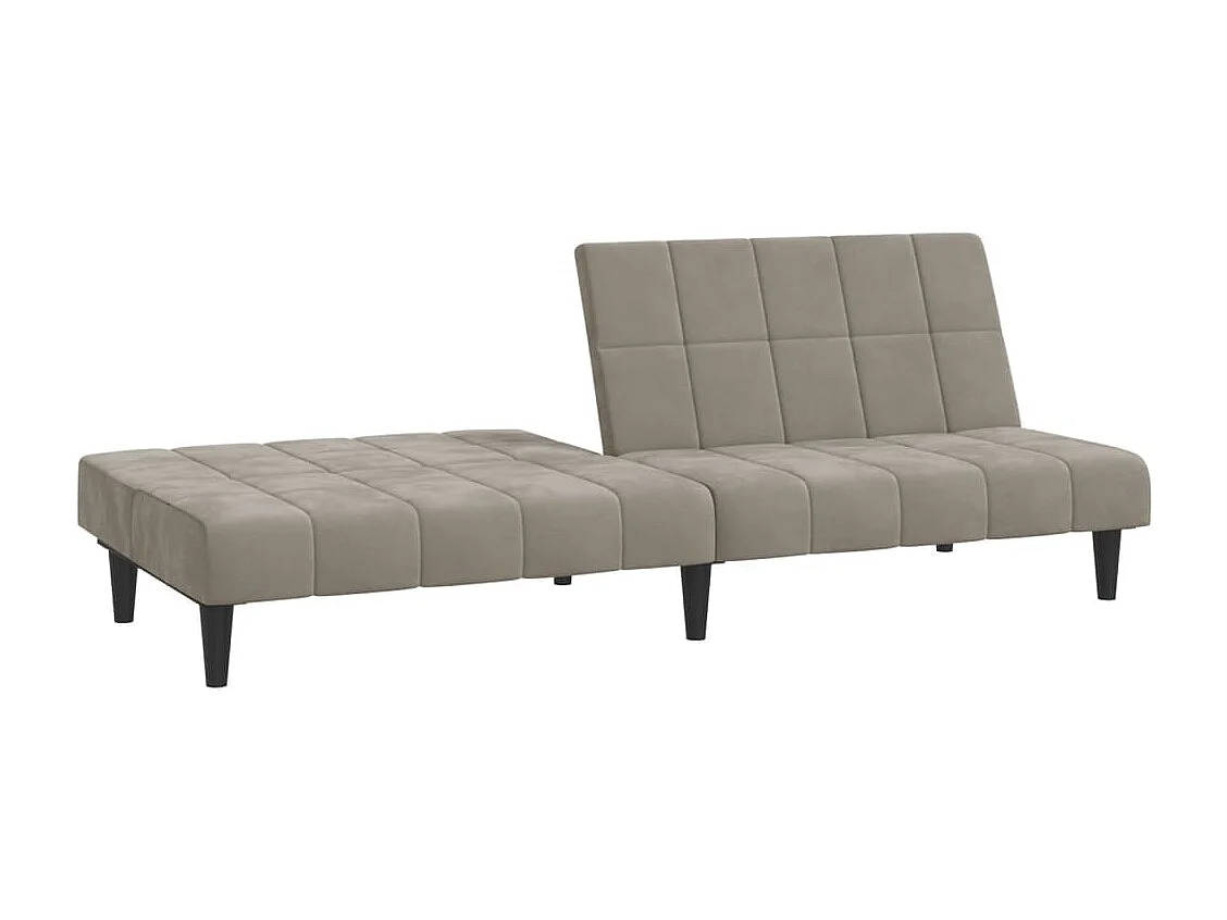Sofá-cama de 2 lugares veludo cinzento-claro
