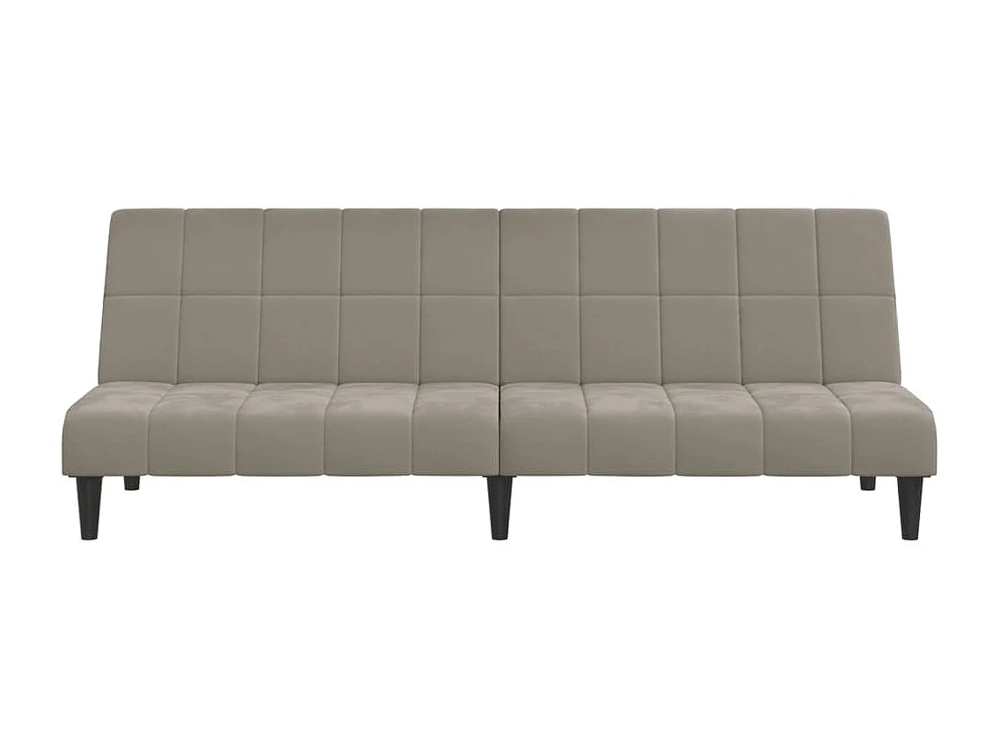 Sofá-cama de 2 lugares veludo cinzento-claro