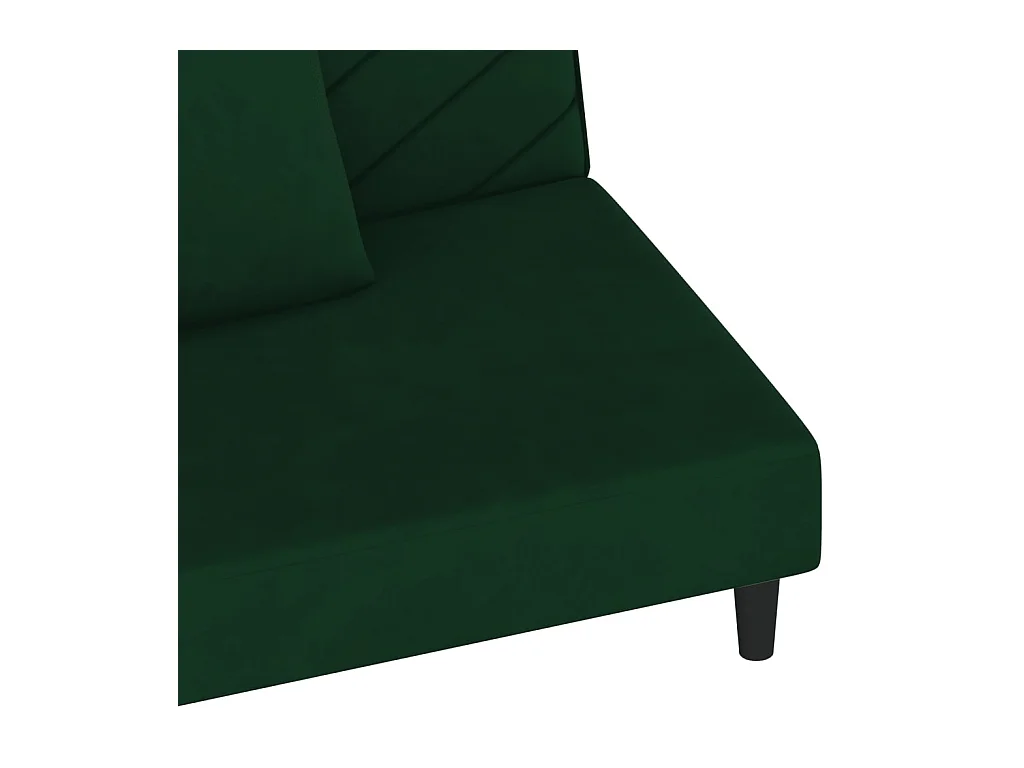 Canapé-lit à 2 places avec deux oreillers Vert foncé Velours