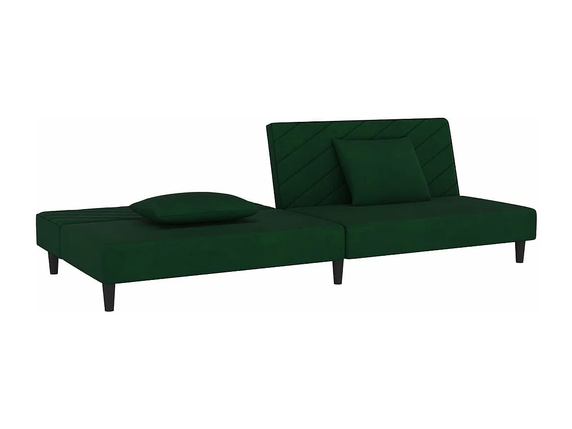 Canapé-lit à 2 places avec deux oreillers Vert foncé Velours