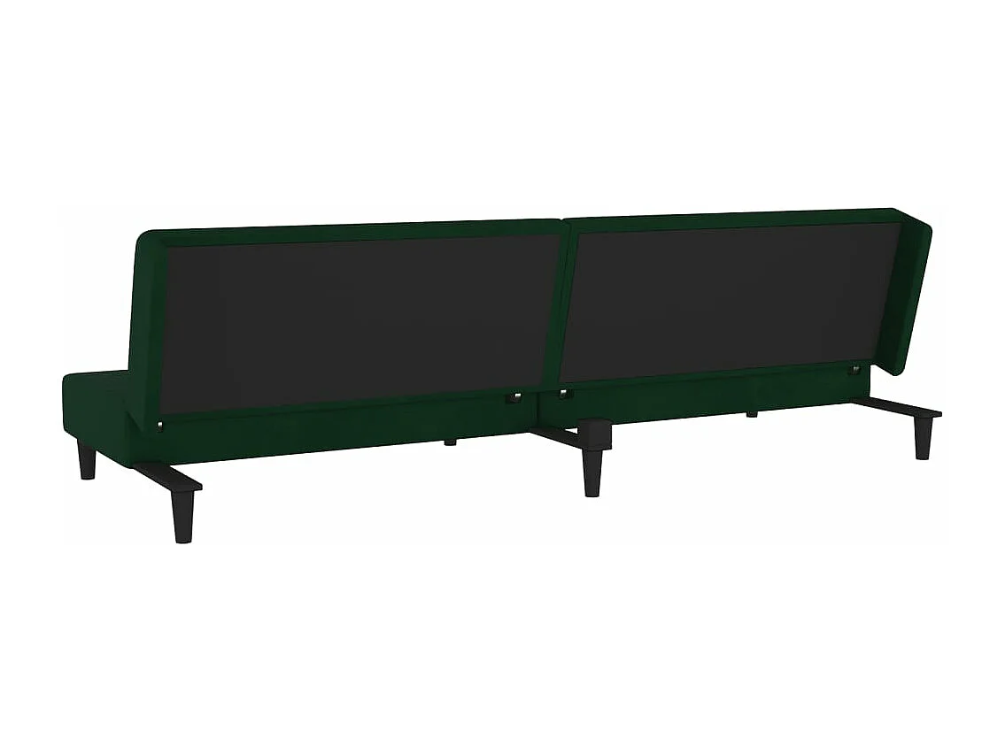 Canapé-lit à 2 places avec deux oreillers Vert foncé Velours