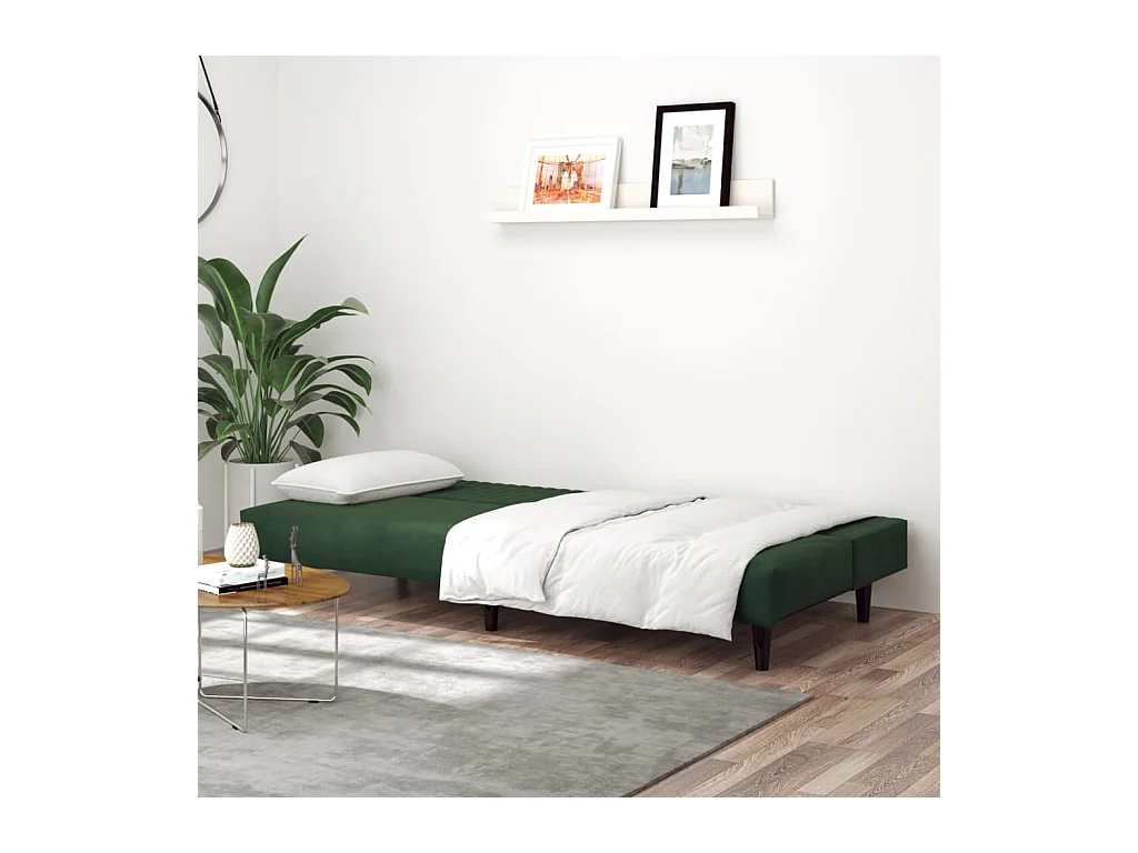 Canapé-lit à 2 places vert foncé velours