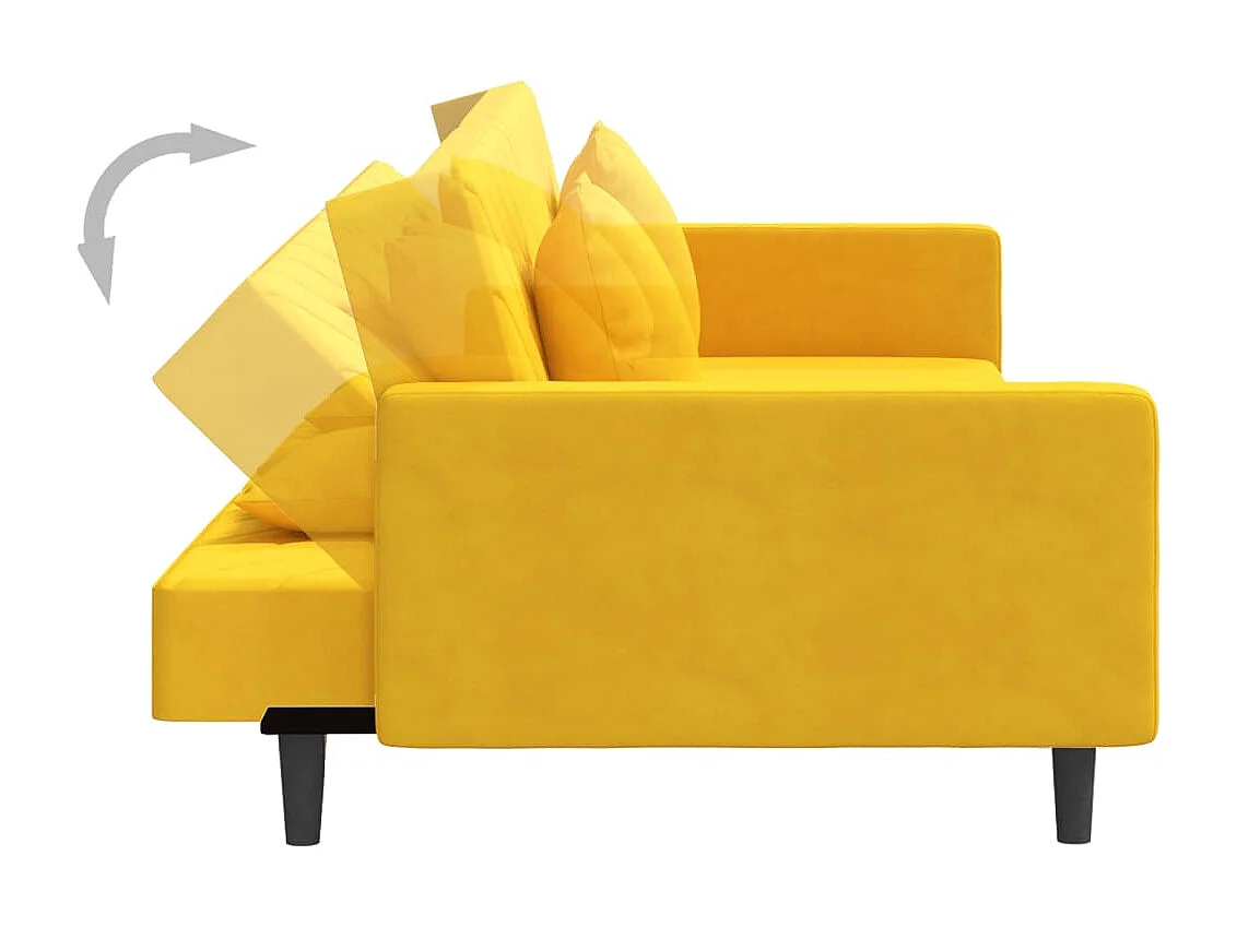 Canapé-lit à 2 places avec deux oreillers Jaune Velours