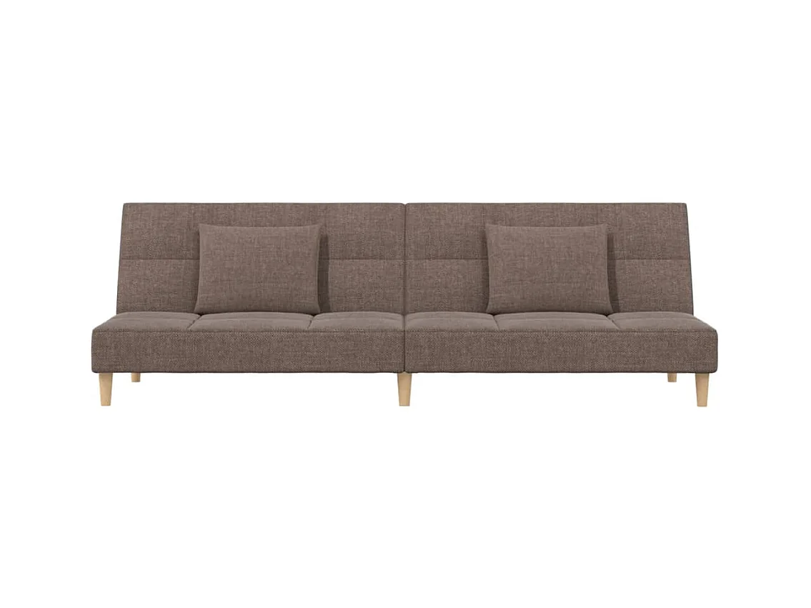 Canapé-lit à 2 places avec deux oreillers taupe tissu