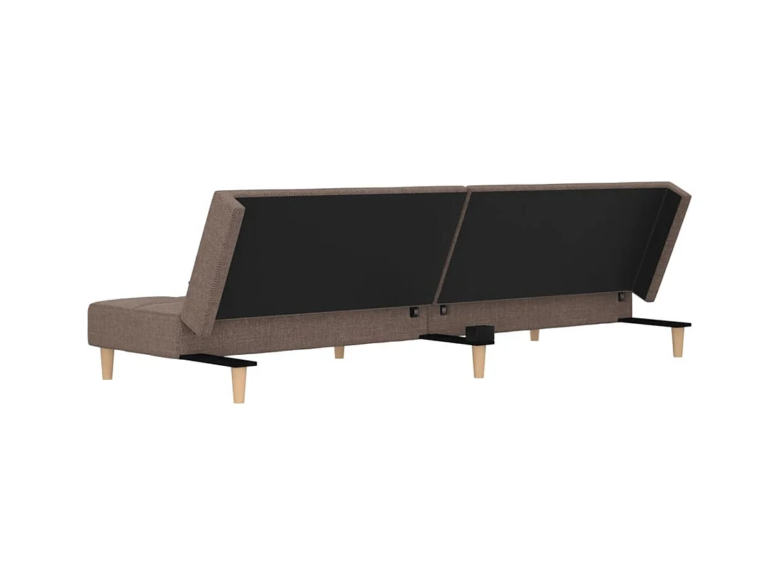 Canapé-lit à 2 places avec deux oreillers taupe tissu