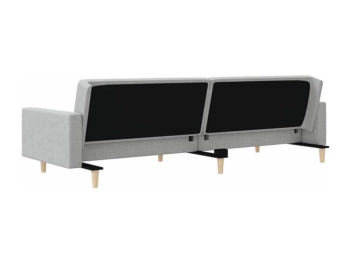 Canapé-lit à 2 places avec deux oreillers gris clair tissu